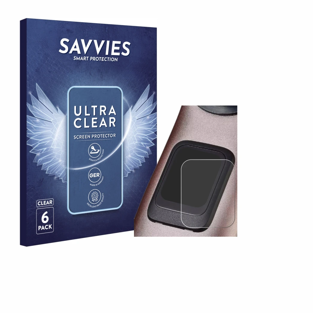Vorderseite einer Produktverpackung mit dem Markenlogo Savvies. Daneben ist das Gerät Specialized Turbo Levo 4 mit dem zugehör