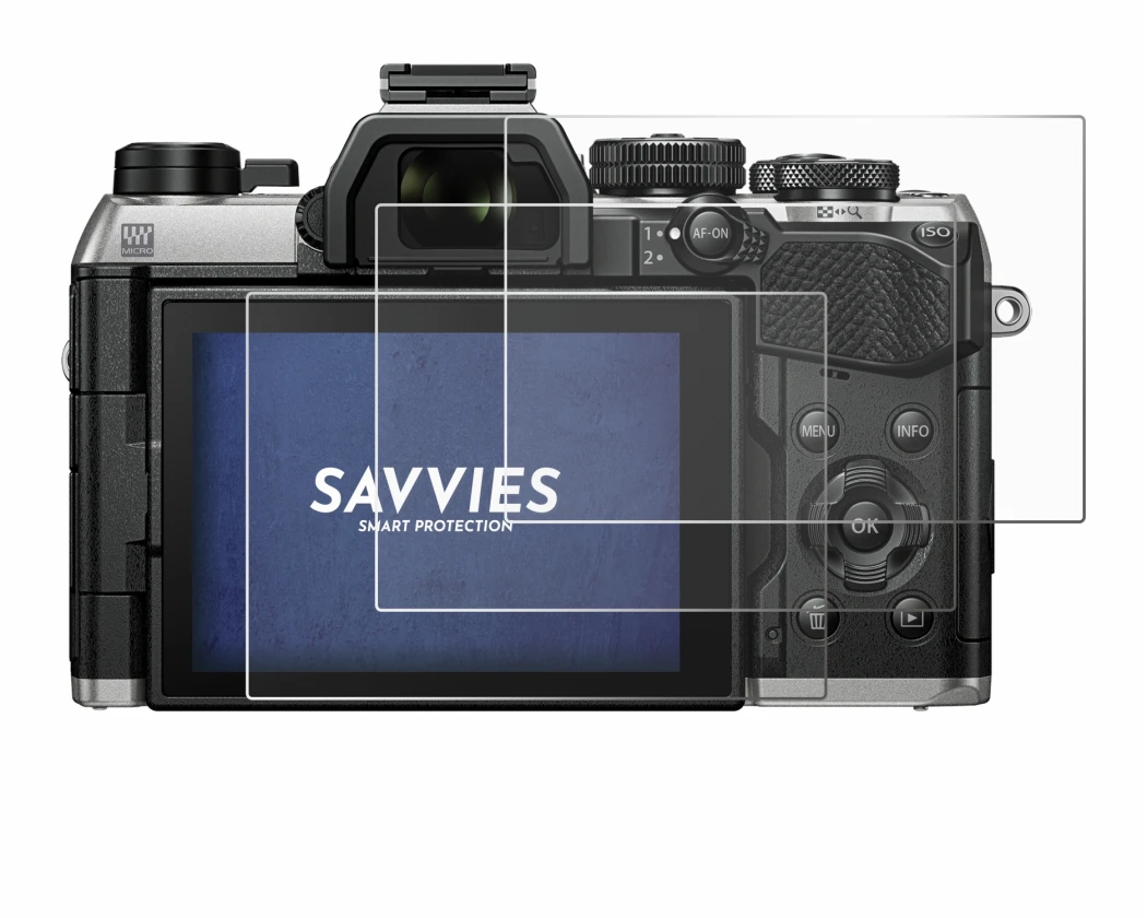 Abbildung des Geräts Olympus OM System OM-5 Mark II mit einer Vielzahl des Displayschutzes.