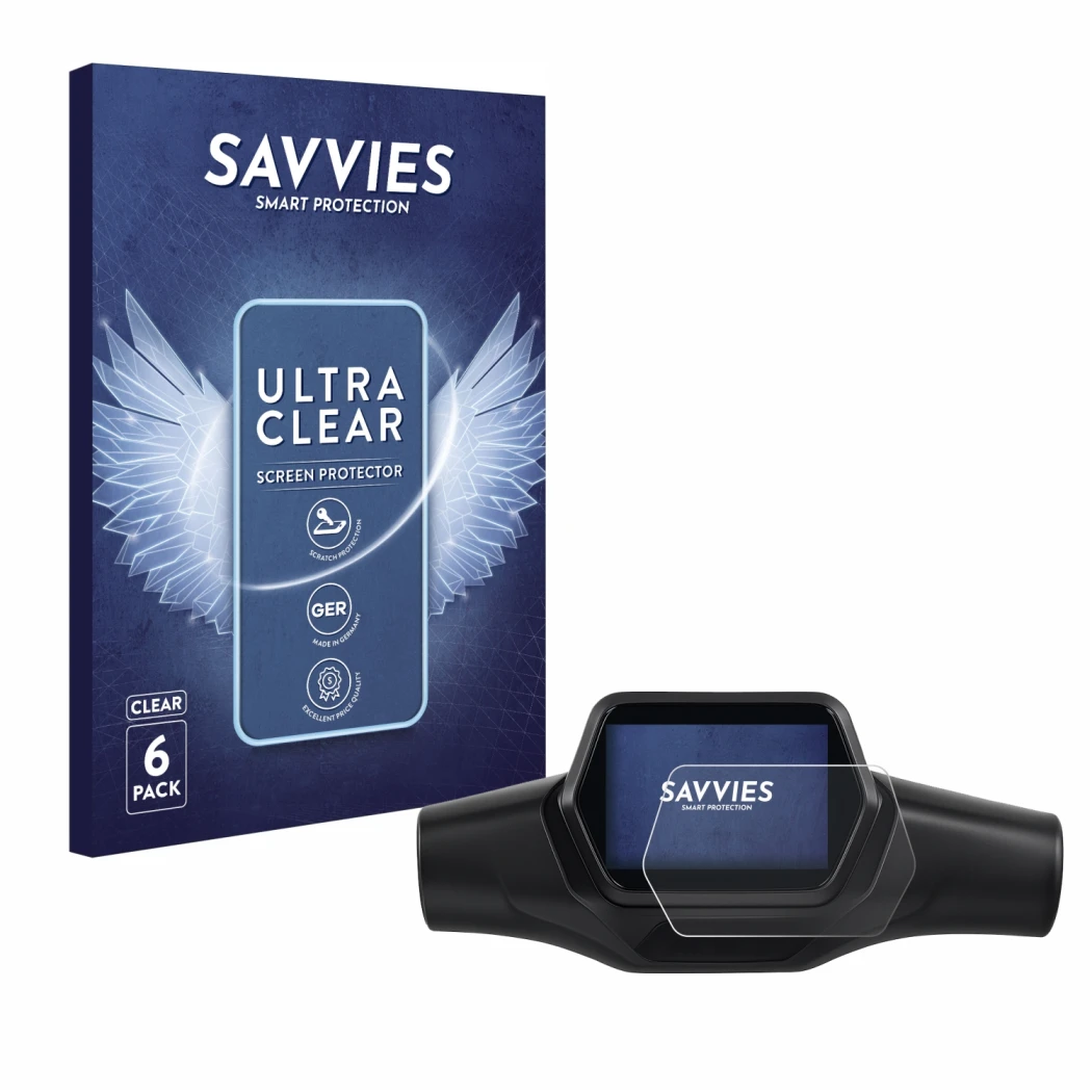 Vorderseite einer Produktverpackung mit dem Markenlogo Savvies. Daneben ist das Gerät Segway Ninebot ZT3 Pro D mit dem zugehör