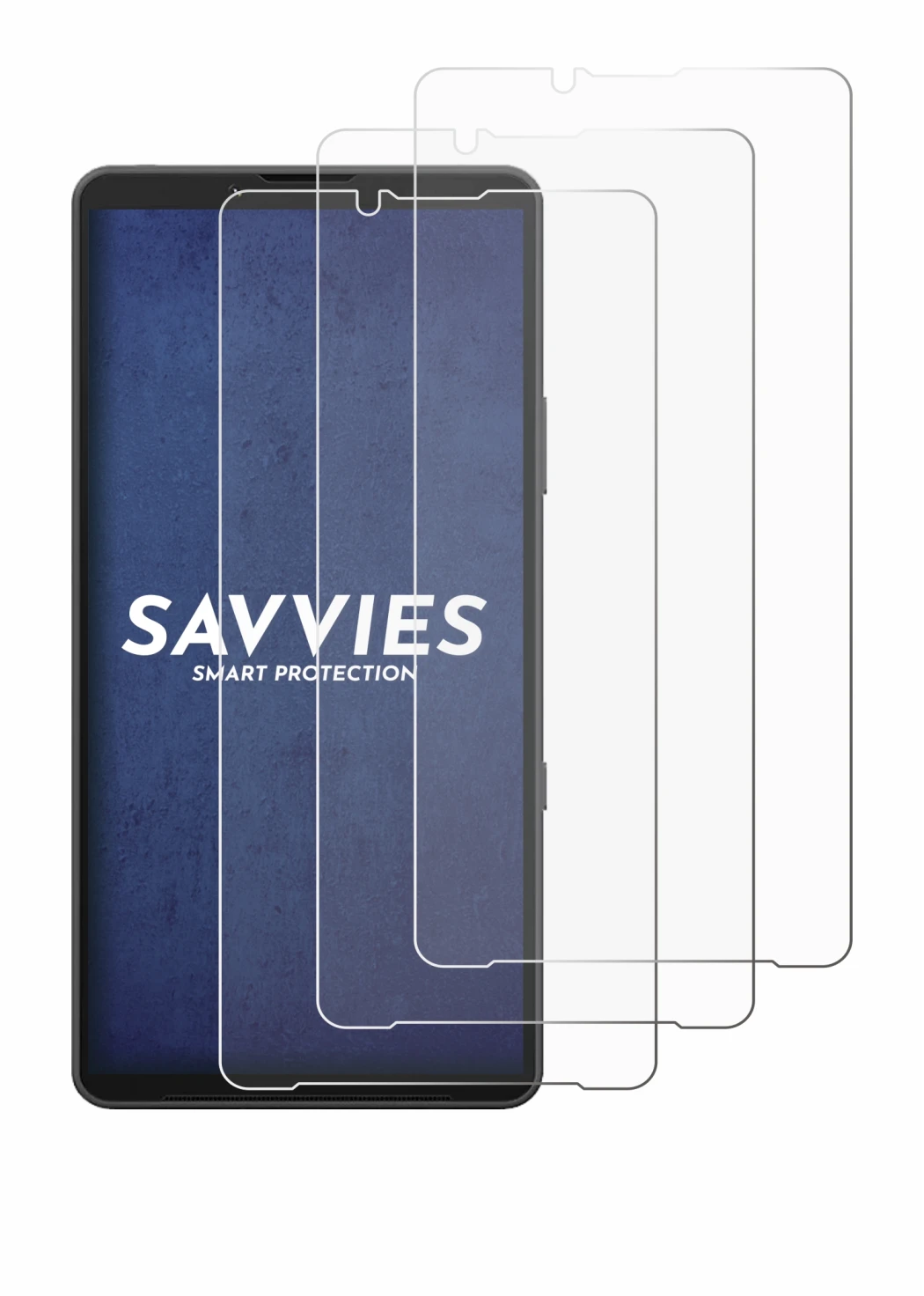 Abbildung des Geräts Sony Xperia 10 VII mit einer Vielzahl des Displayschutzes.