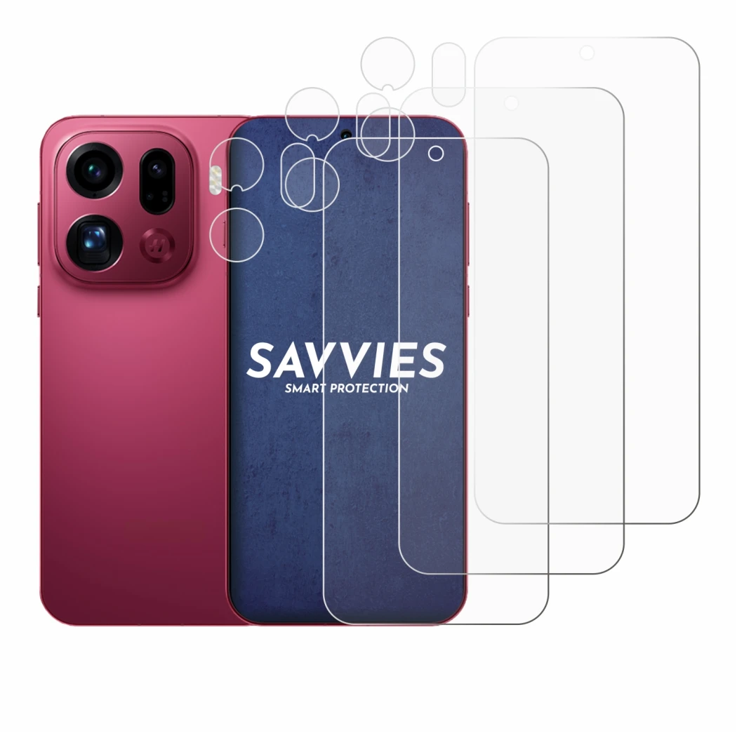 Abbildung des Geräts Oppo Find X9 Pro (Display+Kamera) mit einer Vielzahl des Displayschutzes.