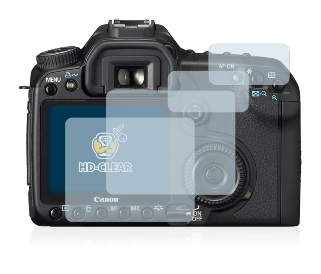 Abbildung des Geräts Canon EOS 40D mit einer Vielzahl des Displayschutzes.
