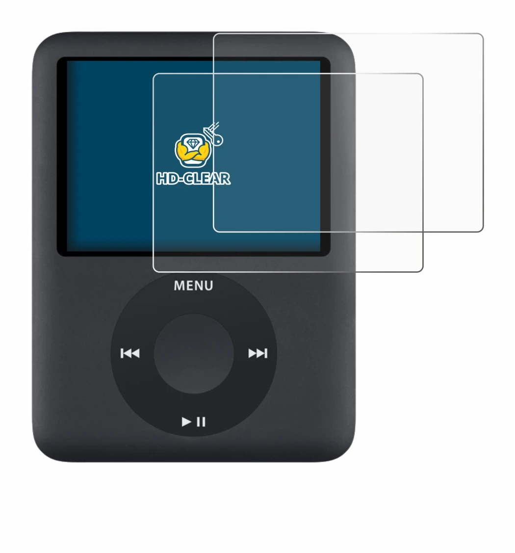 Abbildung des Geräts Apple iPod nano (3. Gen.) mit einer Vielzahl des Displayschutzes.