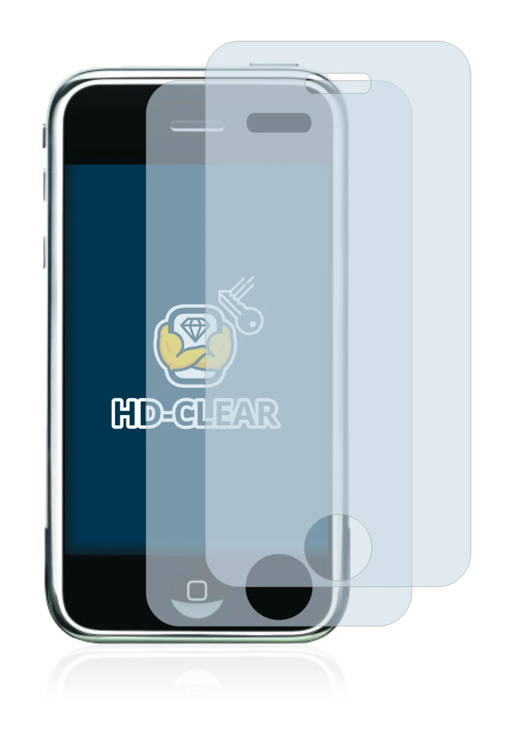 Abbildung des Geräts Apple iPhone 2G mit einer Vielzahl des Displayschutzes.