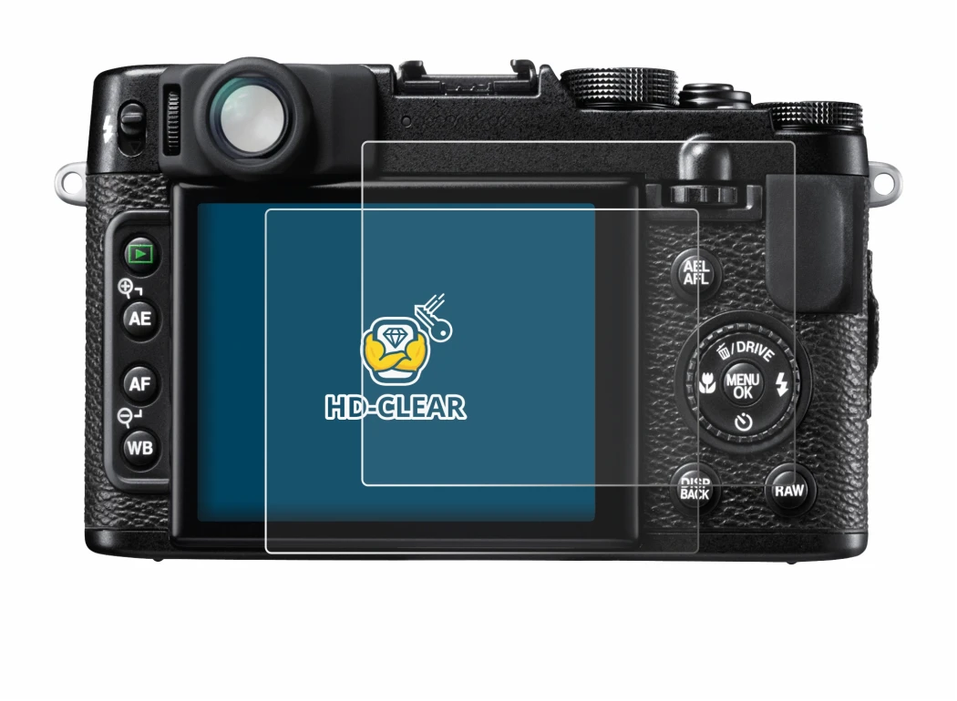 Abbildung des Geräts Fujifilm FinePix X10 mit einer Vielzahl des Displayschutzes.