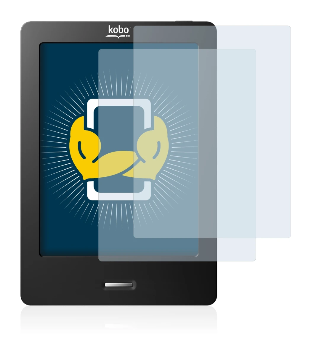 Abbildung des Geräts Kobo eReader Touch mit einer Vielzahl des Displayschutzes.