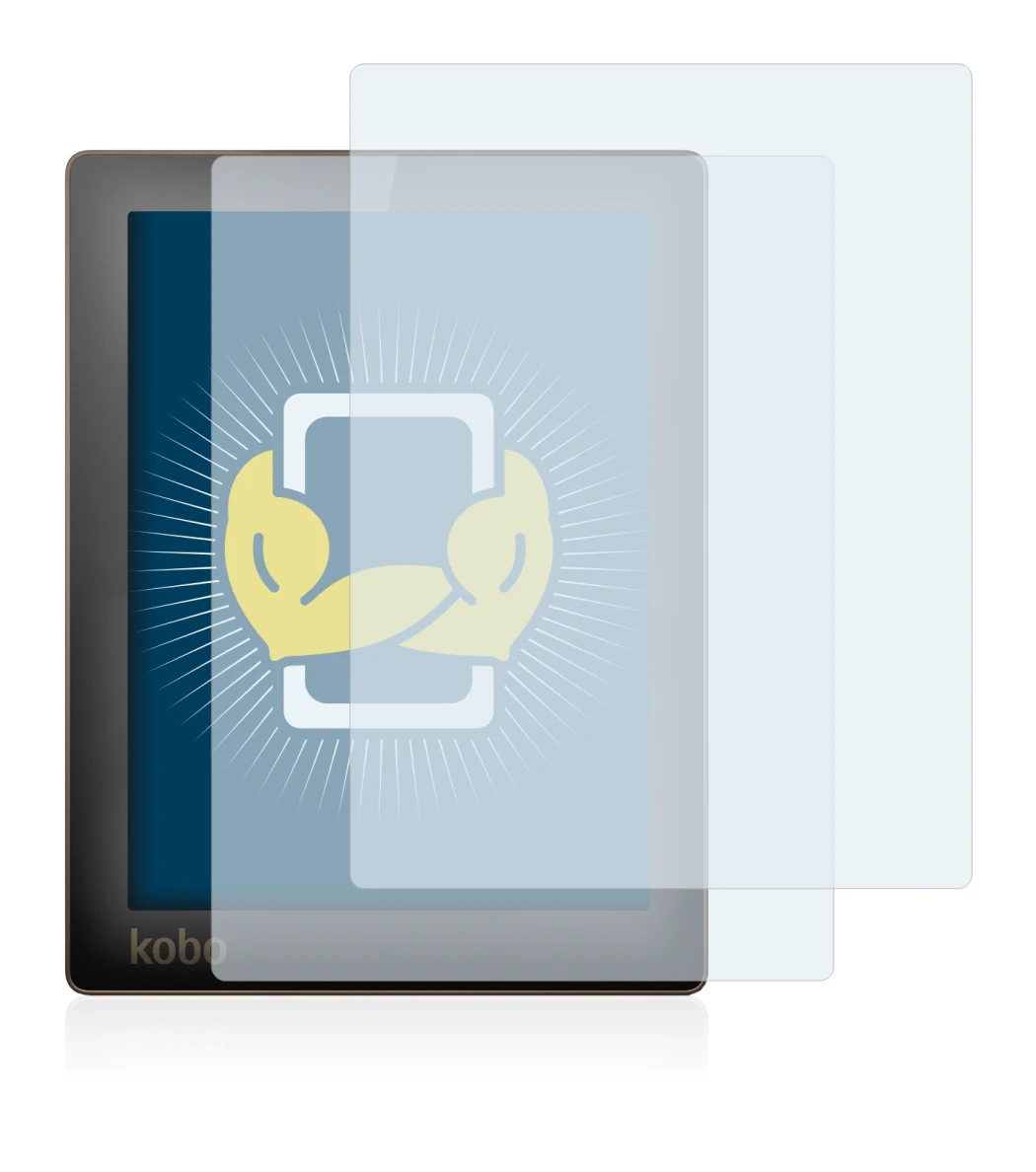 Abbildung des Geräts Kobo Aura mit einer Vielzahl des Displayschutzes.