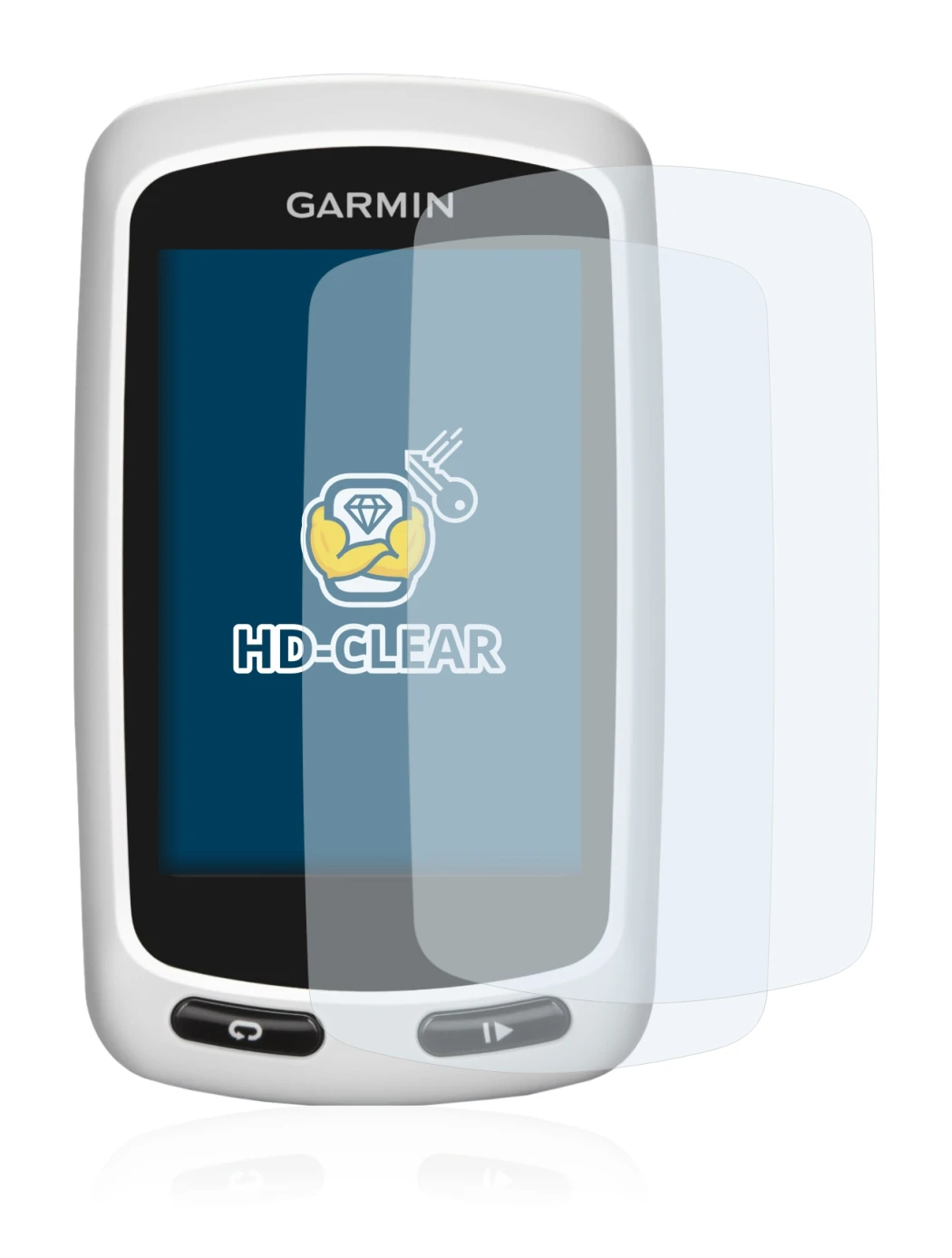 Abbildung des Geräts Garmin Edge Touring Plus mit einer Vielzahl des Displayschutzes.