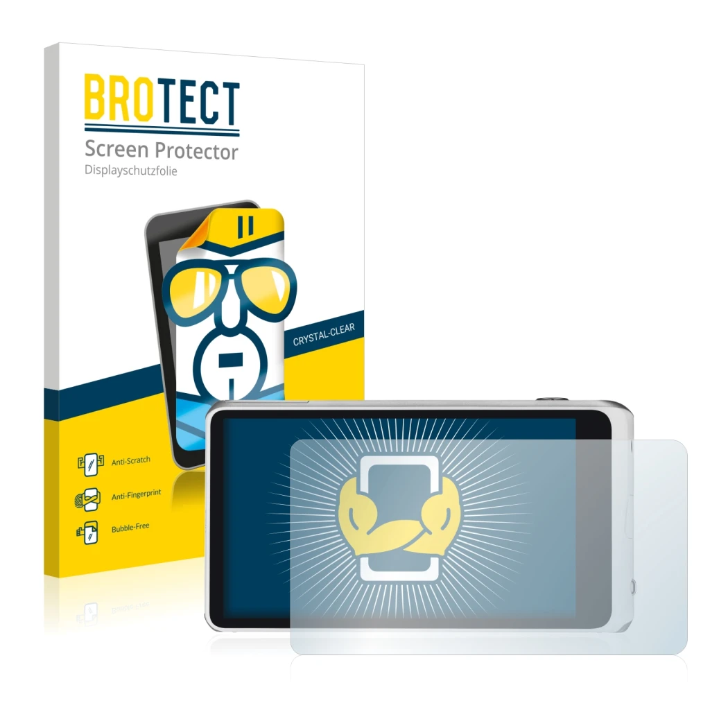 Vorderseite einer Produktverpackung mit dem Markenlogo BROTECT. Daneben ist das Gerät Samsung Galaxy Camera 2 EK-GC200 mit dem