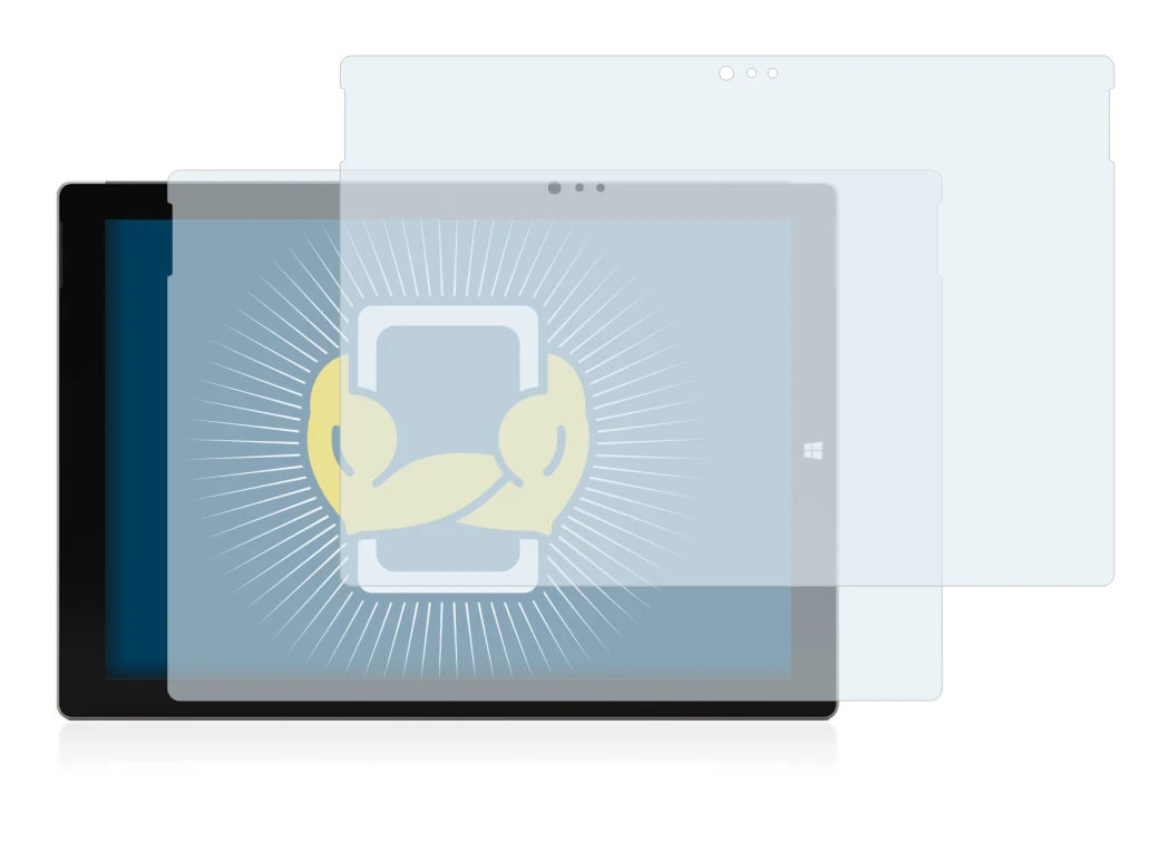 Abbildung des Geräts Microsoft Surface Pro 3 mit einer Vielzahl des Displayschutzes.