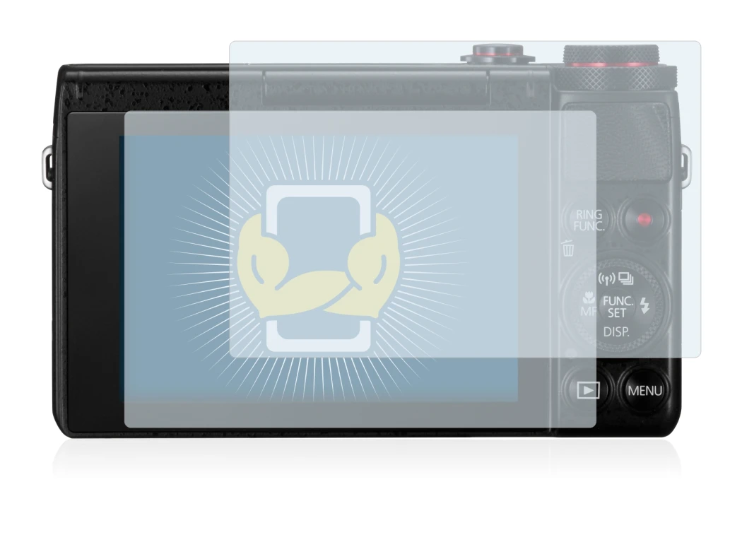 Abbildung des Geräts Canon PowerShot G7 X G7X mit einer Vielzahl des Displayschutzes.