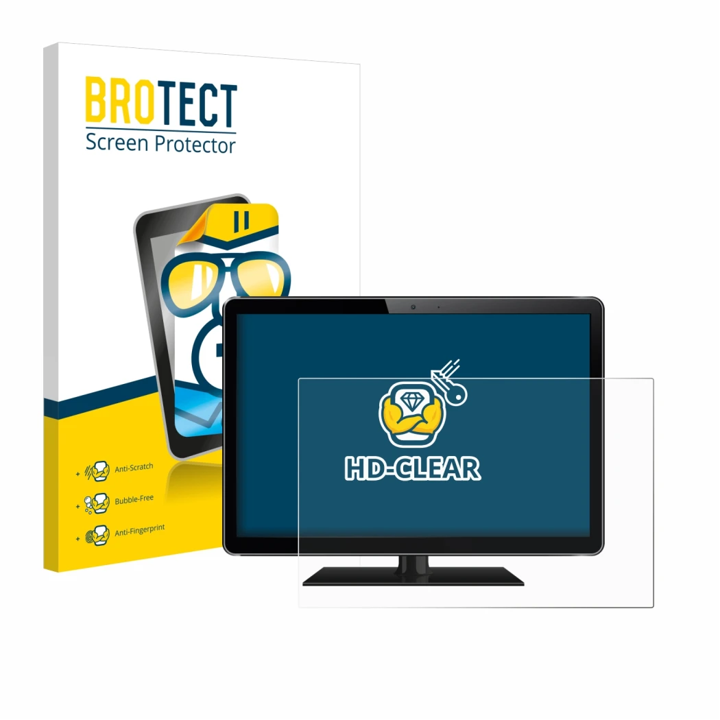 Vorderseite einer Produktverpackung mit dem Markenlogo BROTECT. Daneben ist das Gerät mit dem zugehörigen Displayschutz abgebi