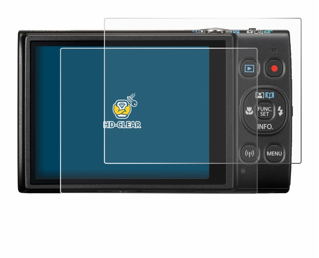 Abbildung des Geräts Canon Digital Ixus 285 hs mit einer Vielzahl des Displayschutzes.