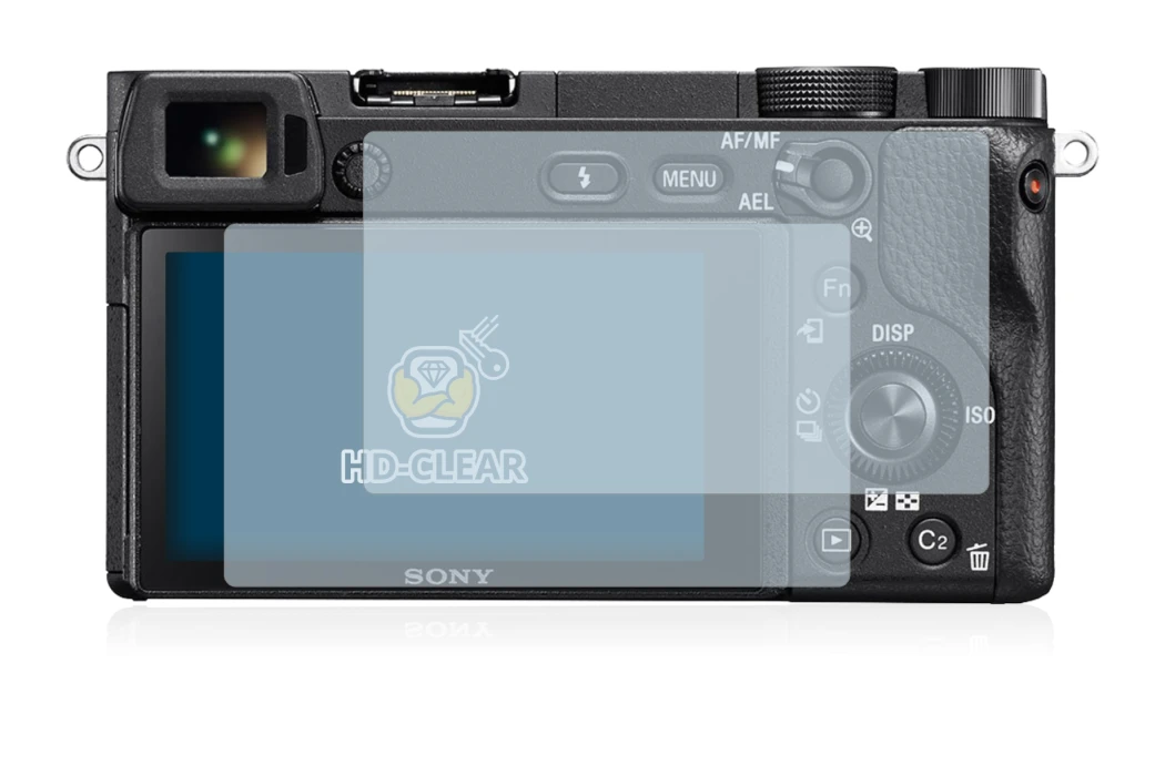 Abbildung des Geräts Sony Alpha 6300 mit einer Vielzahl des Displayschutzes.