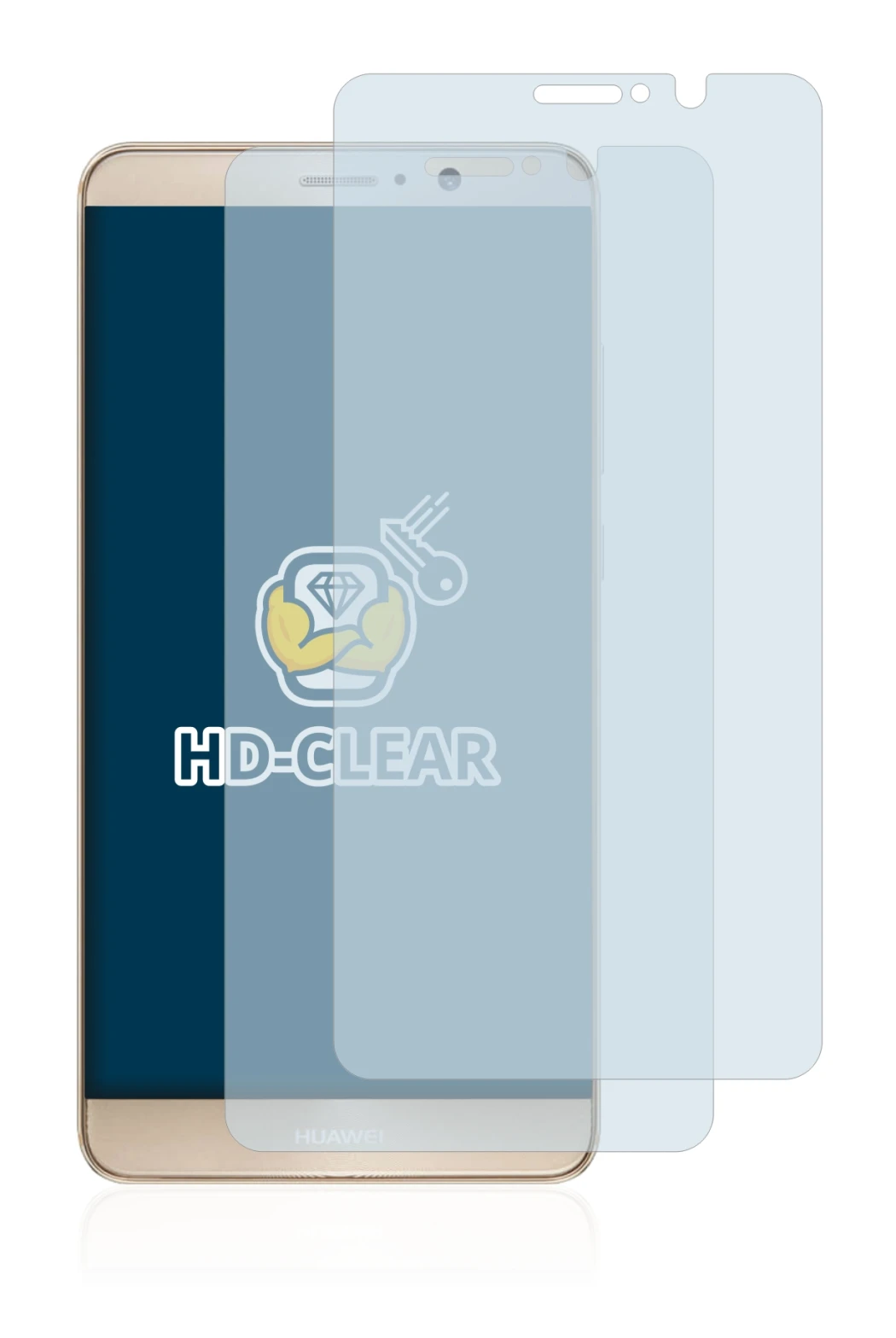 Abbildung des Geräts Huawei Mate 9 mit einer Vielzahl des Displayschutzes.