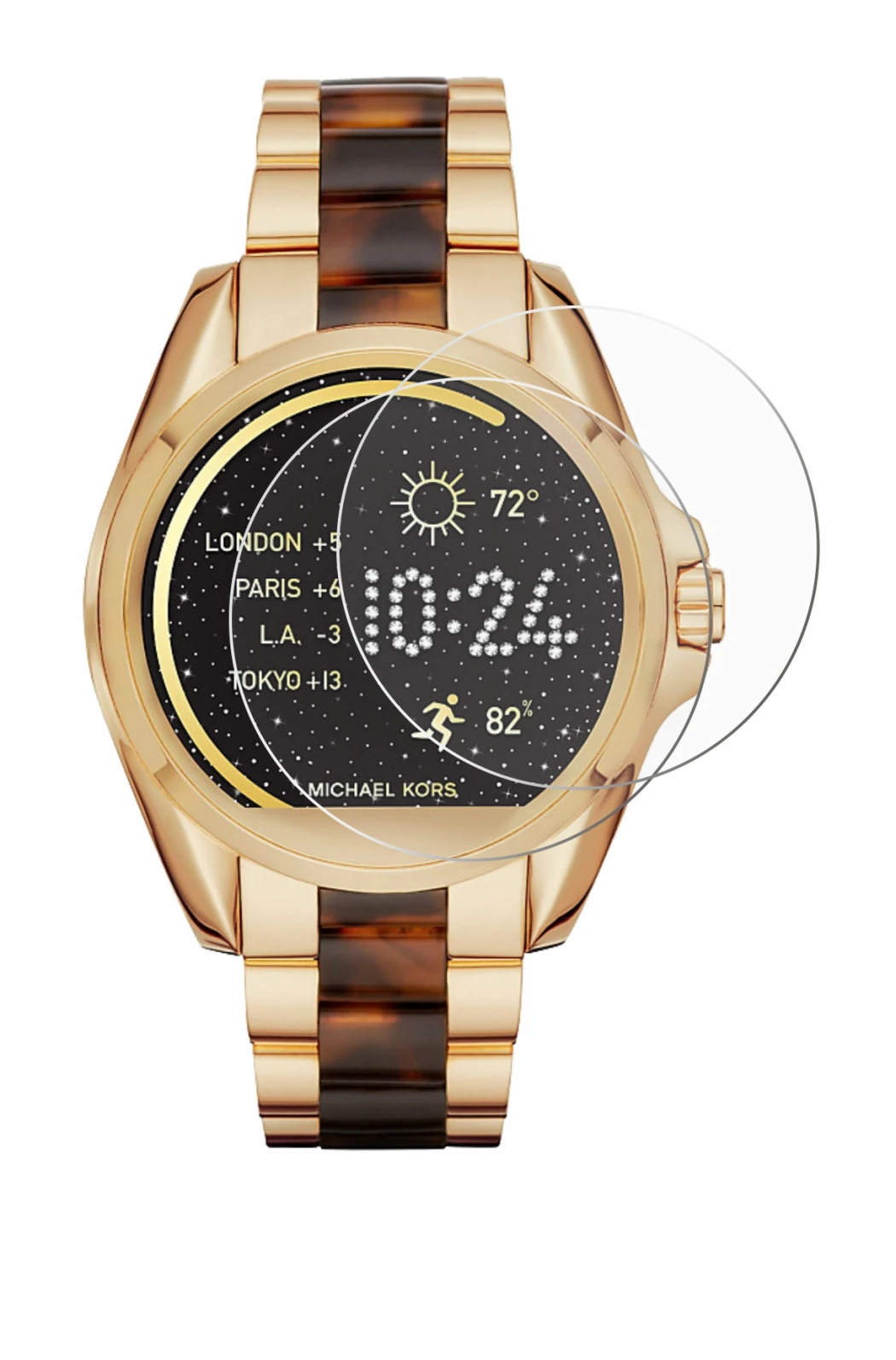 Abbildung des Geräts Michael Kors Access Bradshaw mit einer Vielzahl des Displayschutzes.