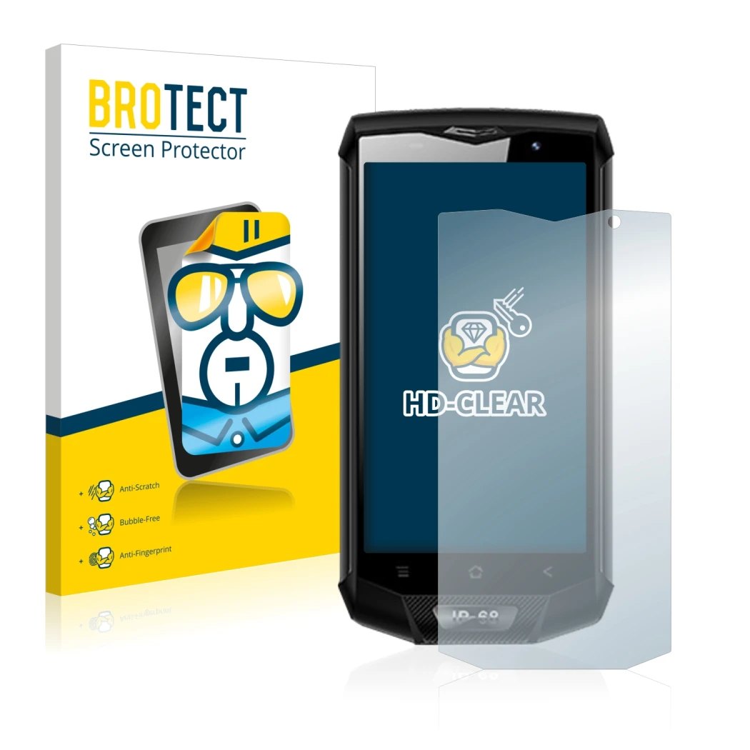 Vorderseite einer Produktverpackung mit dem Markenlogo BROTECT. Daneben ist das Gerät Blackview BV8000 Pro mit dem zugehörigen