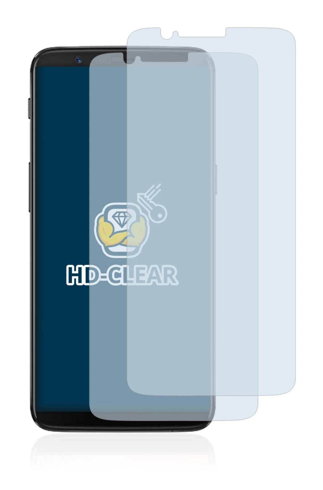 Abbildung des Geräts OnePlus 5T mit einer Vielzahl des Displayschutzes.