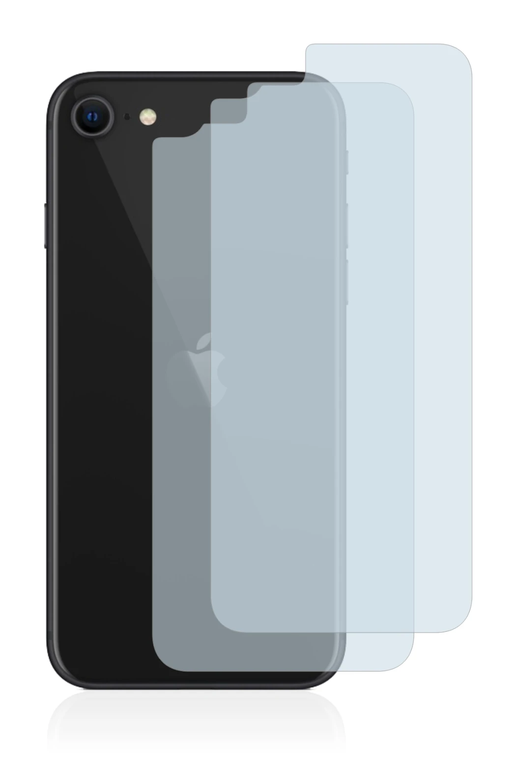 Abbildung des Geräts Apple iPhone SE 2 2020 (Rückseite) mit einer Vielzahl des Displayschutzes.