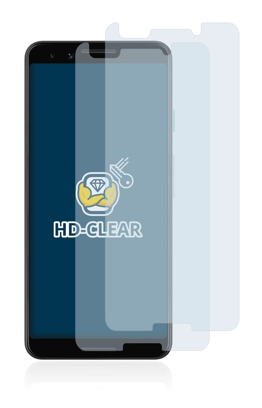 Abbildung des Geräts Google Pixel 3 mit einer Vielzahl des Displayschutzes.