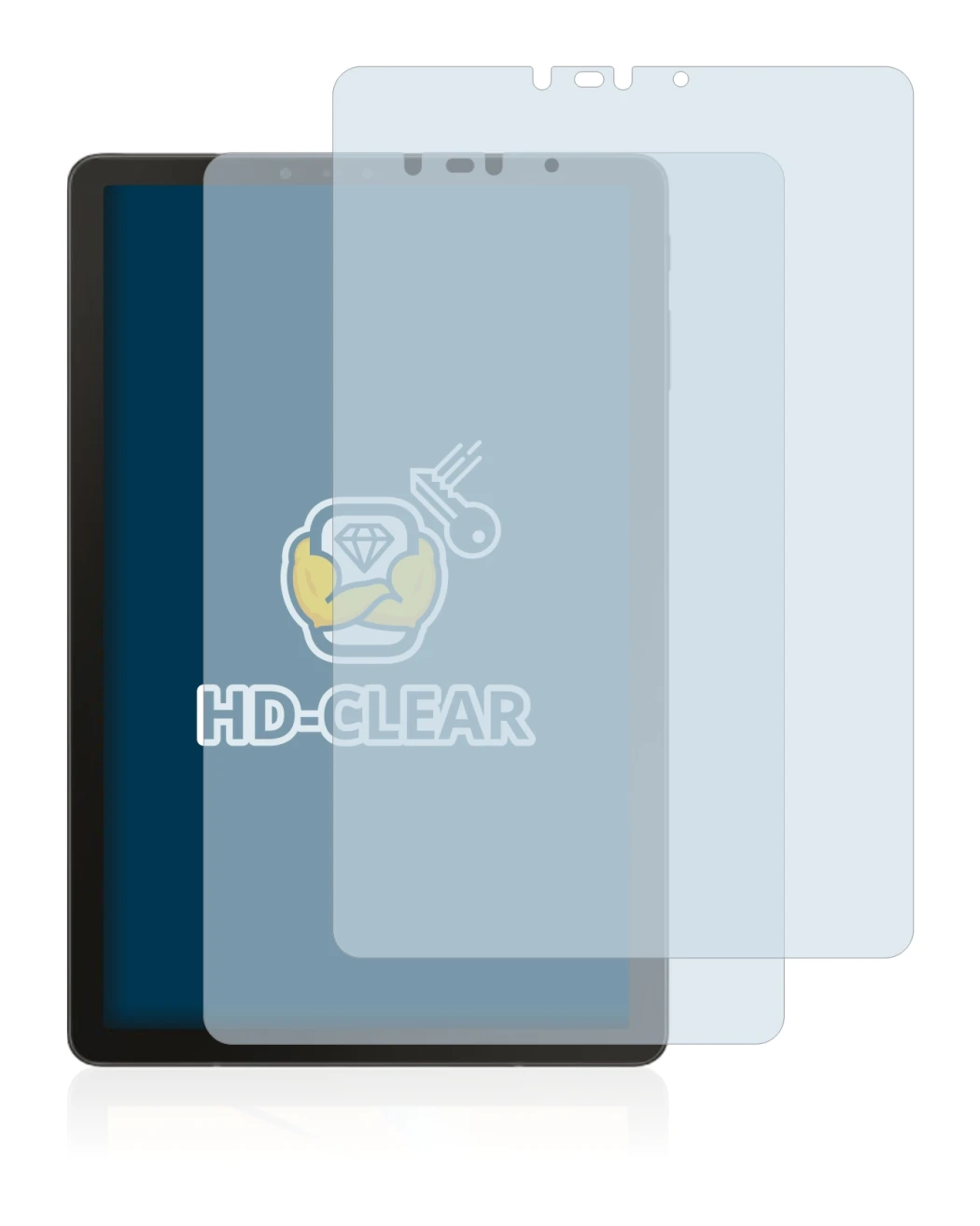 Abbildung des Geräts Samsung Galaxy Tab S4 10.5 mit einer Vielzahl des Displayschutzes.