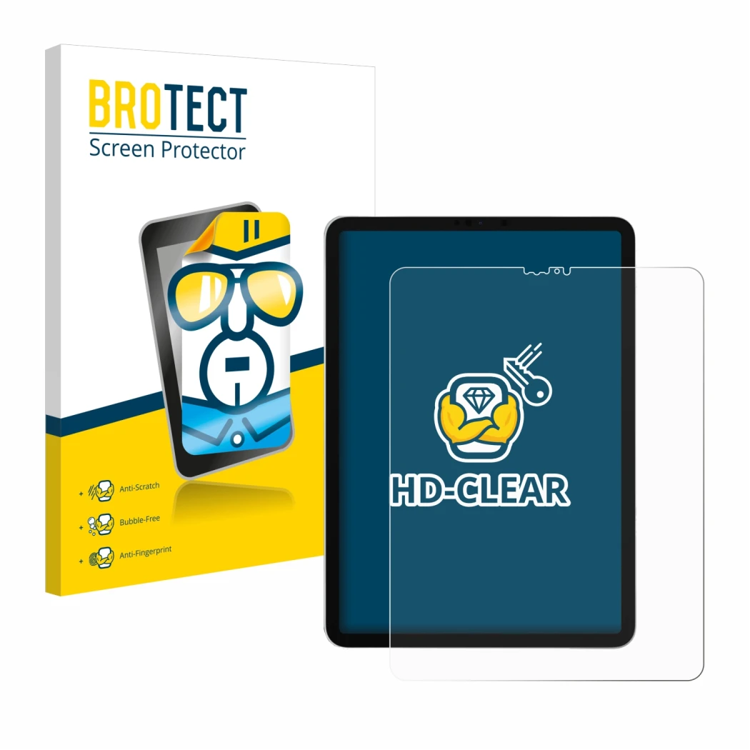 Vorderseite einer Produktverpackung mit dem Markenlogo BROTECT. Daneben ist das Gerät Apple iPad Pro 12.9