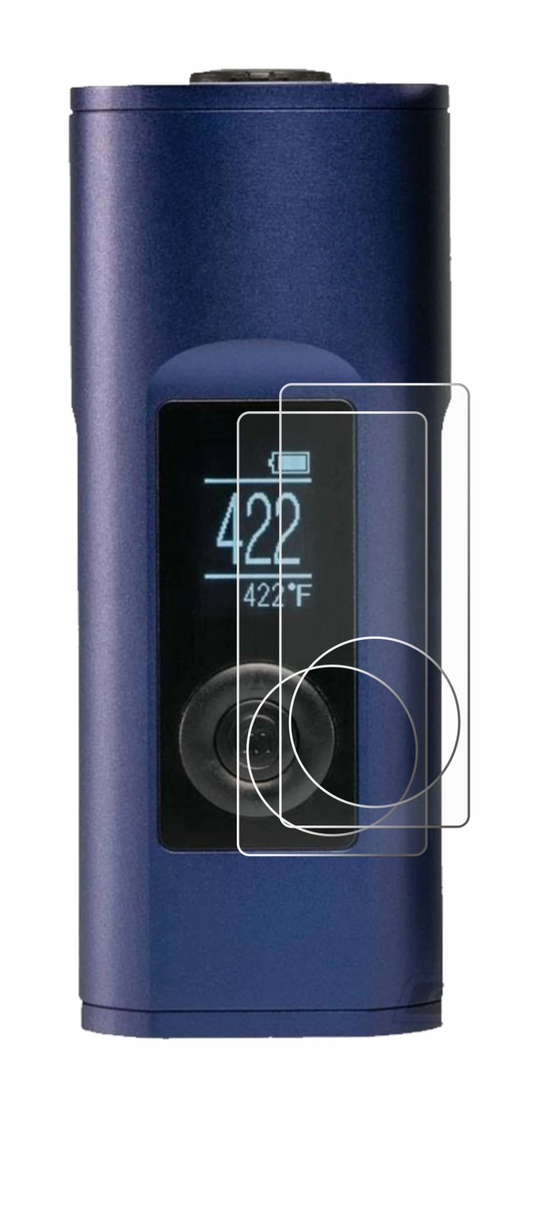 Abbildung des Geräts Arizer Solo 2 mit einer Vielzahl des Displayschutzes.