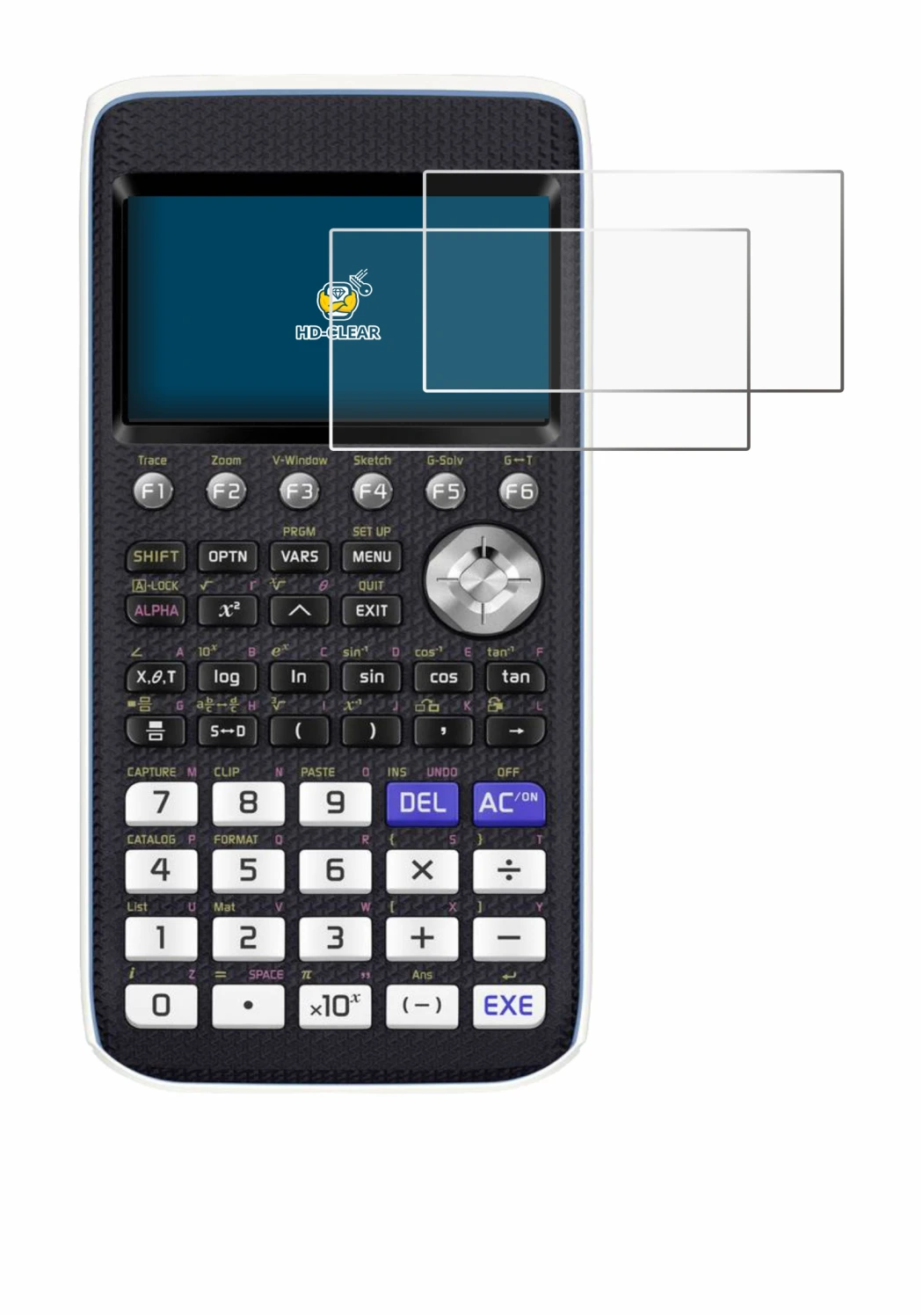 Abbildung des Geräts Casio FX-CG50 mit einer Vielzahl des Displayschutzes.