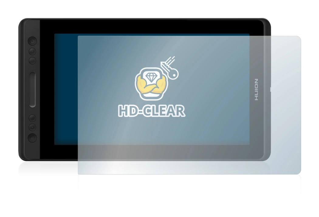 Abbildung des Geräts Huion Kamvas Pro 13 mit einer Vielzahl des Displayschutzes.