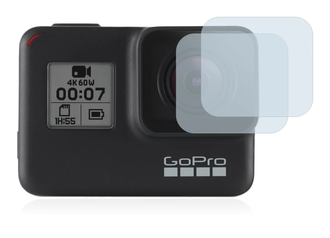 Abbildung des Geräts GoPro Hero 7 Black (Linse) mit einer Vielzahl des Displayschutzes.