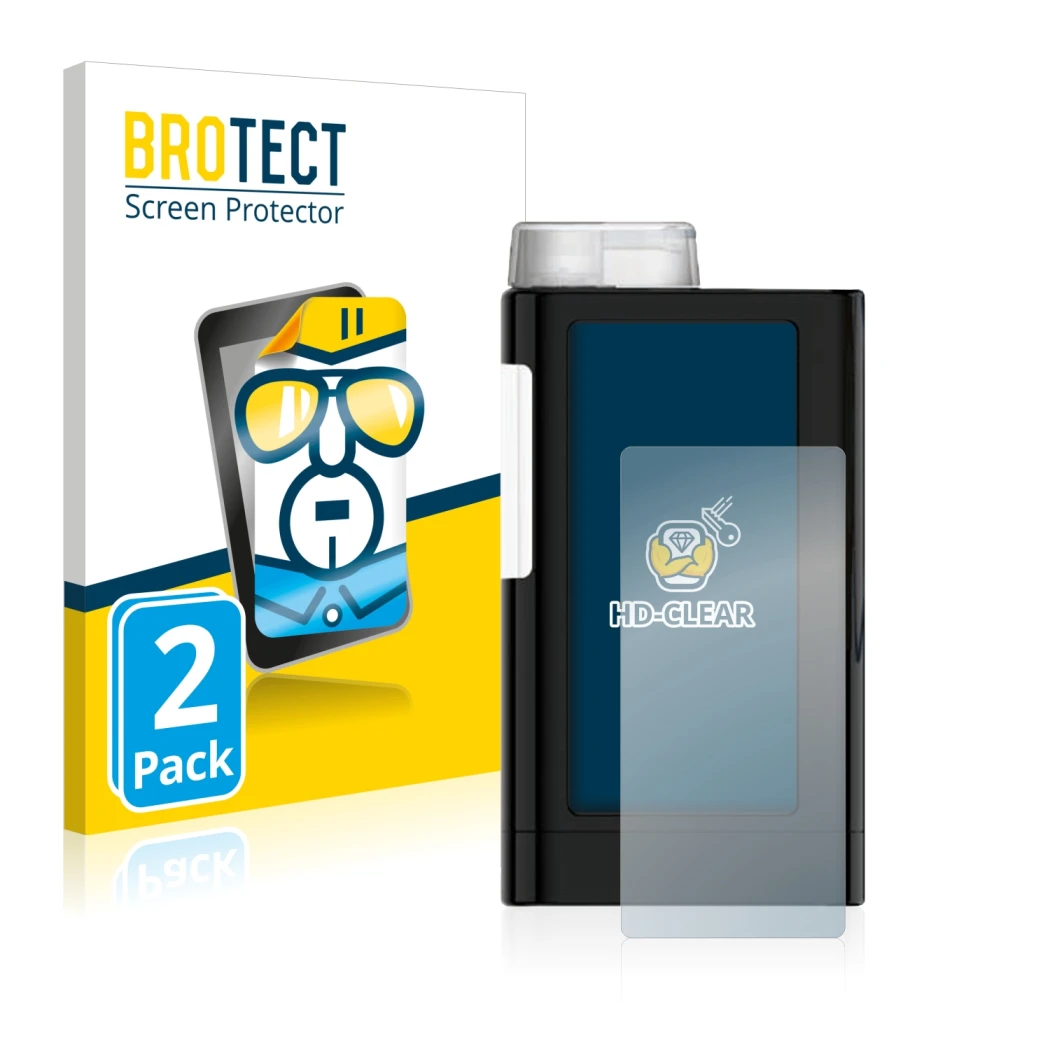 Vorderseite einer Produktverpackung mit dem Markenlogo BROTECT. Daneben ist das Gerät Mylife YpsoPump mit dem zugehörigen Disp
