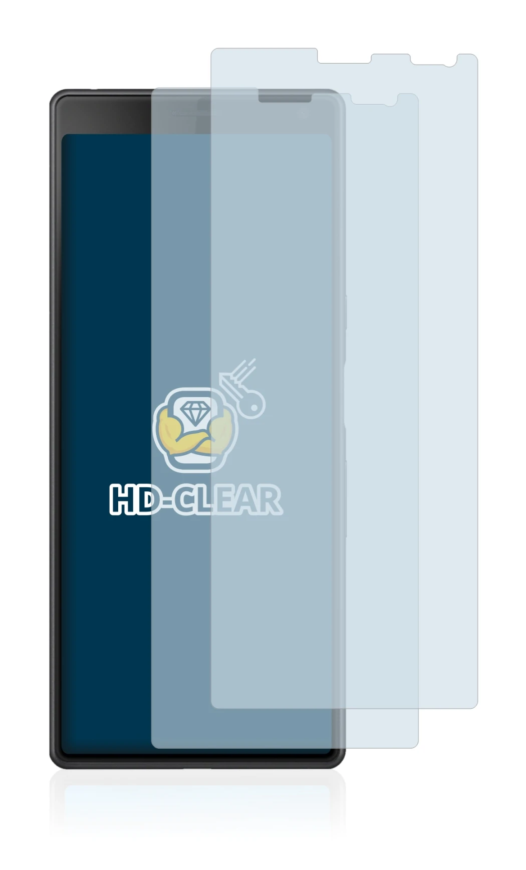 Abbildung des Geräts Sony Xperia 10 mit einer Vielzahl des Displayschutzes.