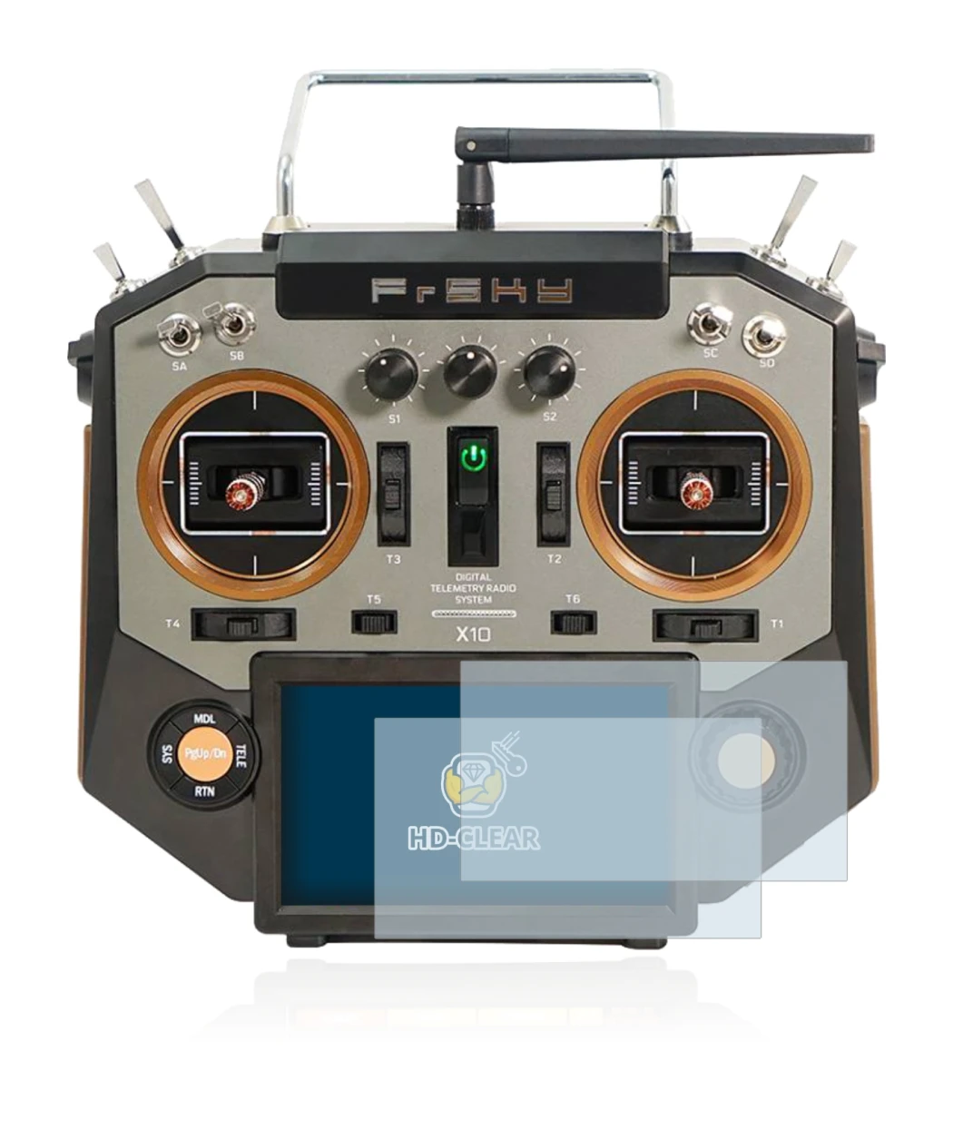 Abbildung des Geräts FrSky Horus X10 mit einer Vielzahl des Displayschutzes.