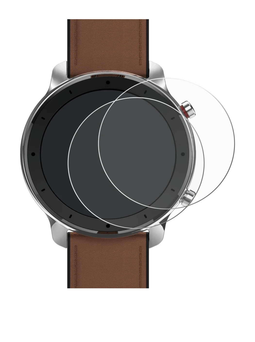 Abbildung des Geräts Huami Amazfit GTR (47 mm) mit einer Vielzahl des Displayschutzes.