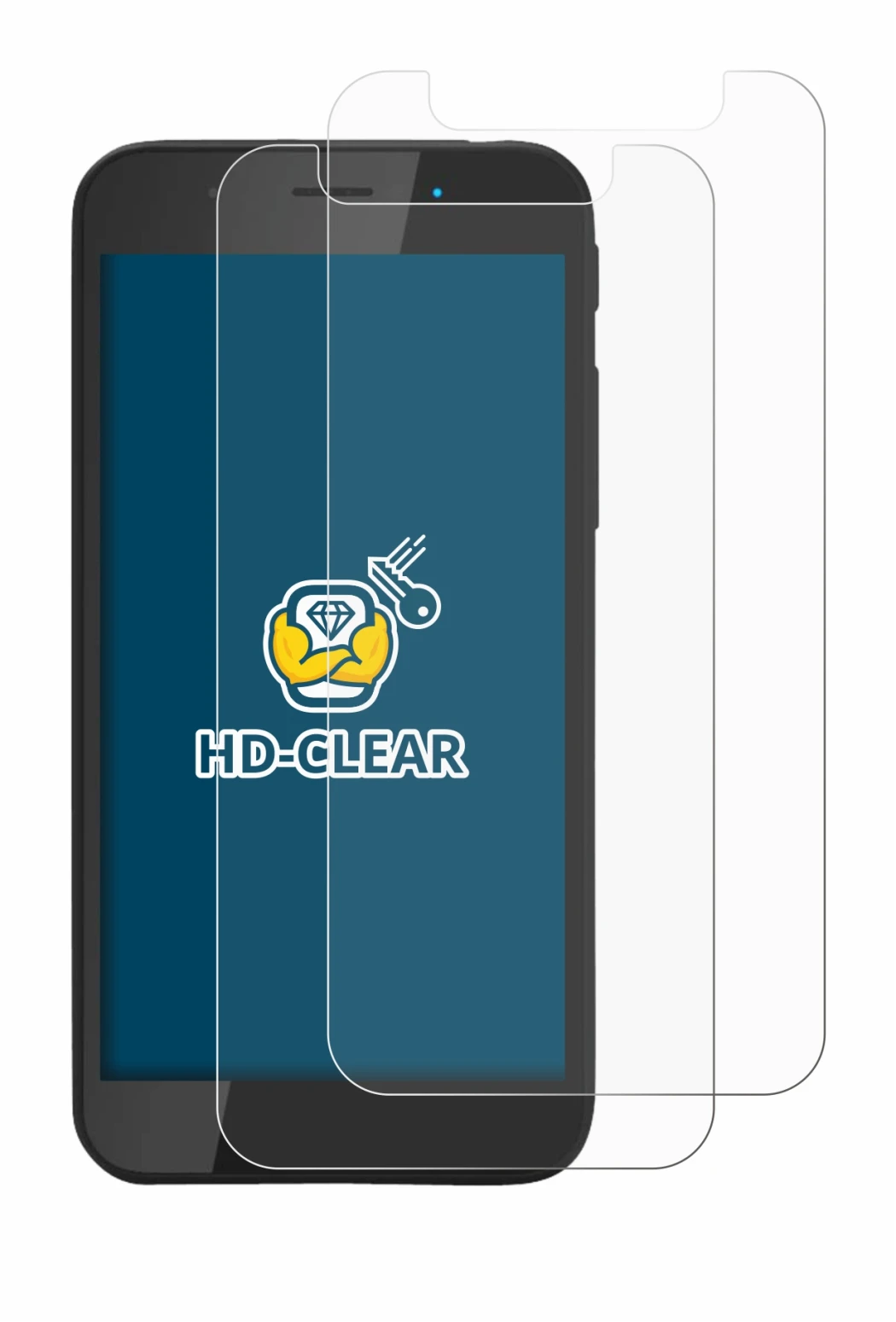 Abbildung des Geräts Shiftphones Shift5me mit einer Vielzahl des Displayschutzes.