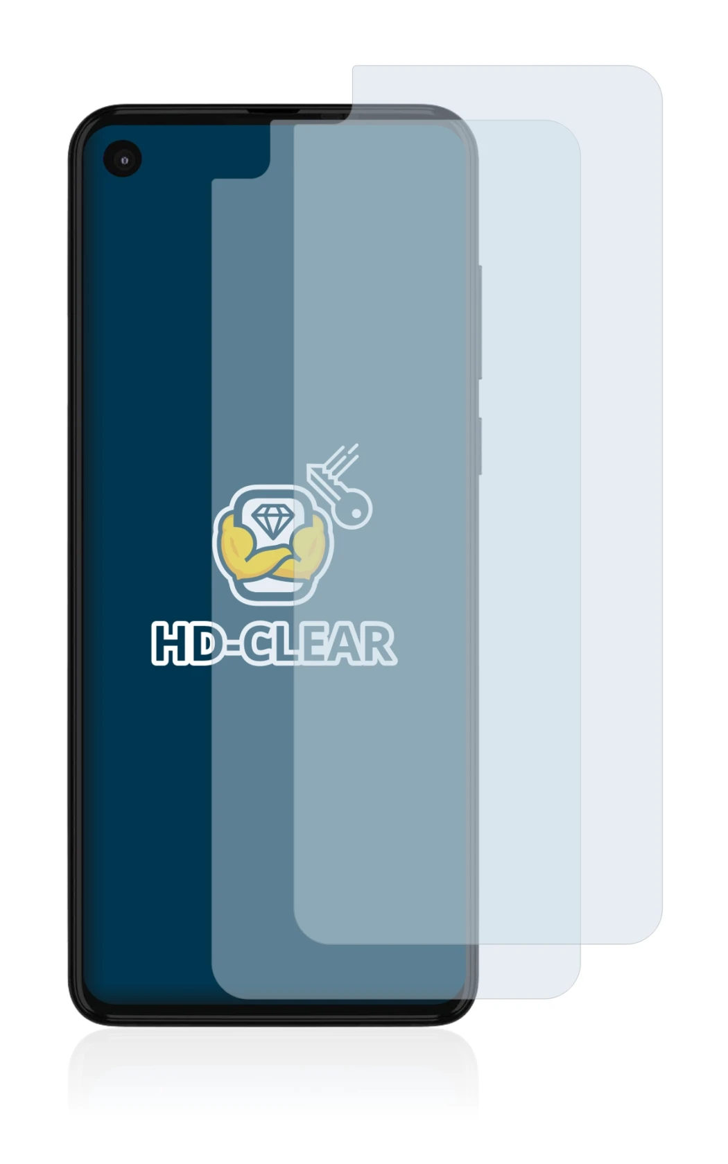 Abbildung des Geräts Motorola One Action mit einer Vielzahl des Displayschutzes.