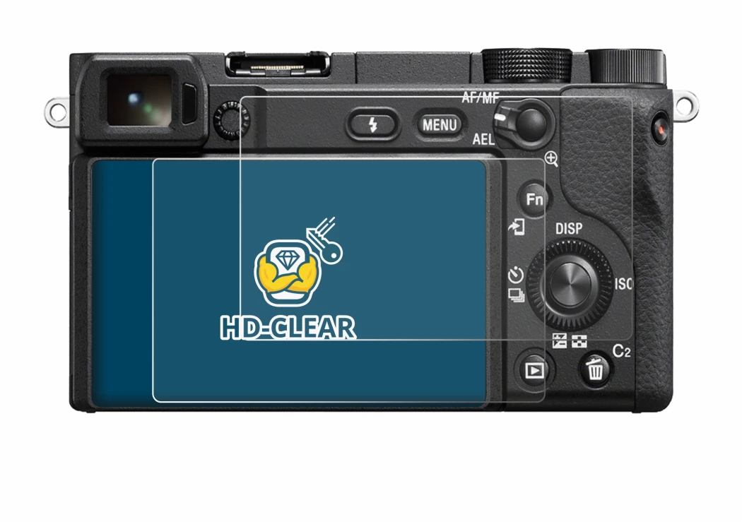 Abbildung des Geräts Sony Alpha 6100 mit einer Vielzahl des Displayschutzes.