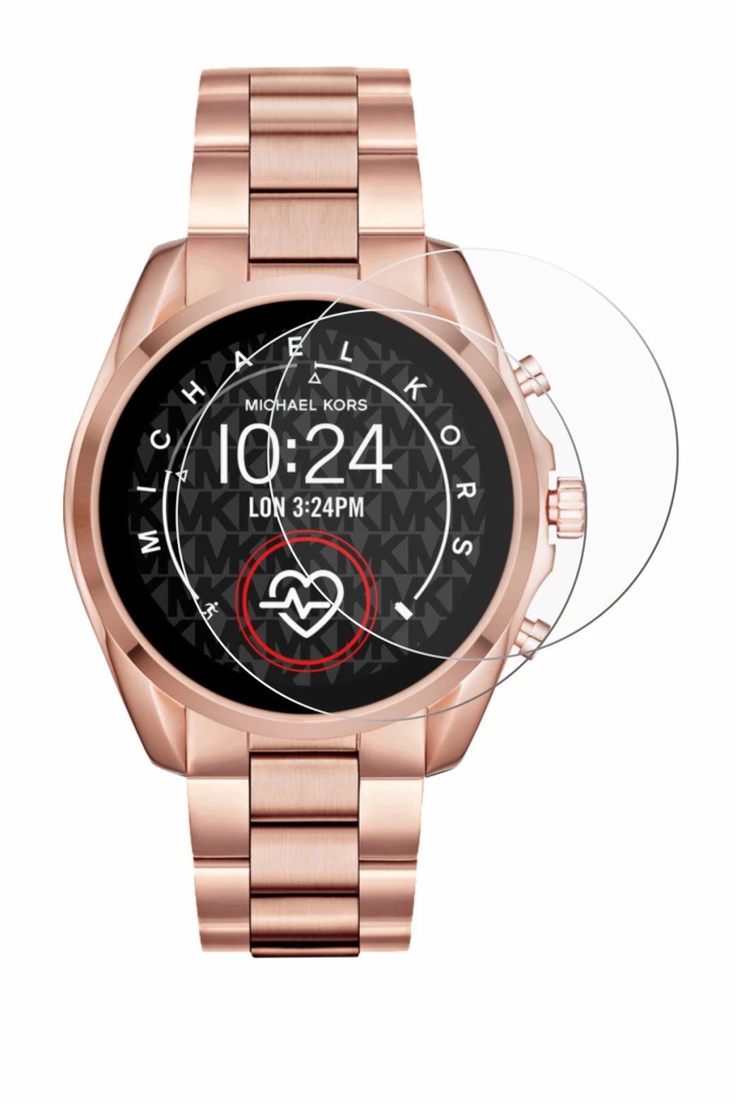 Abbildung des Geräts Michael Kors Access Bradshaw 2 mit einer Vielzahl des Displayschutzes.