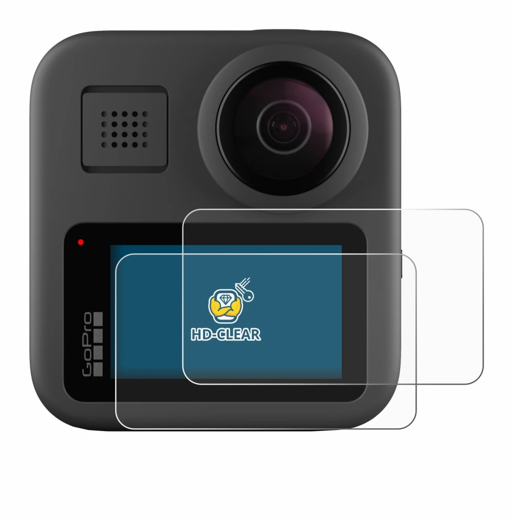 Abbildung des Geräts GoPro Max mit einer Vielzahl des Displayschutzes.