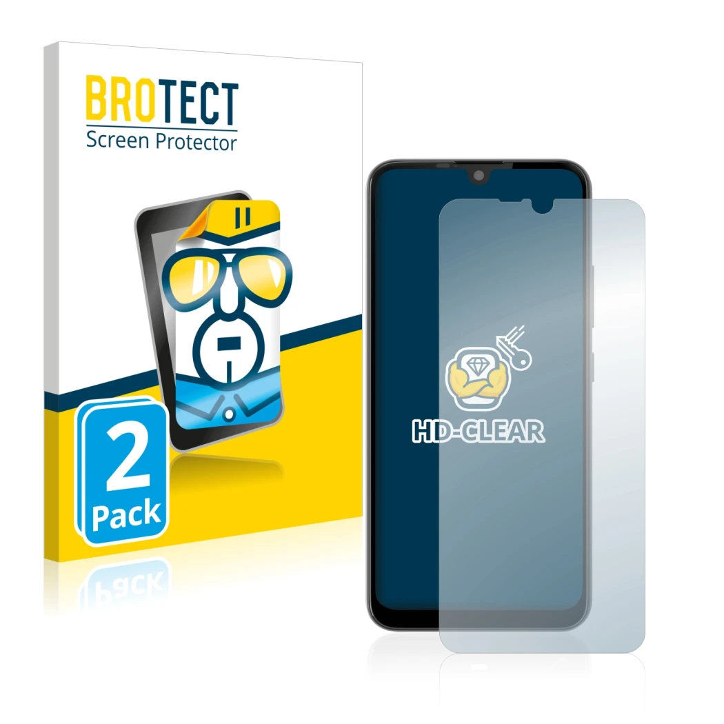 Vorderseite einer Produktverpackung mit dem Markenlogo BROTECT. Daneben ist das Gerät Gigaset GS190 mit dem zugehörigen Displa