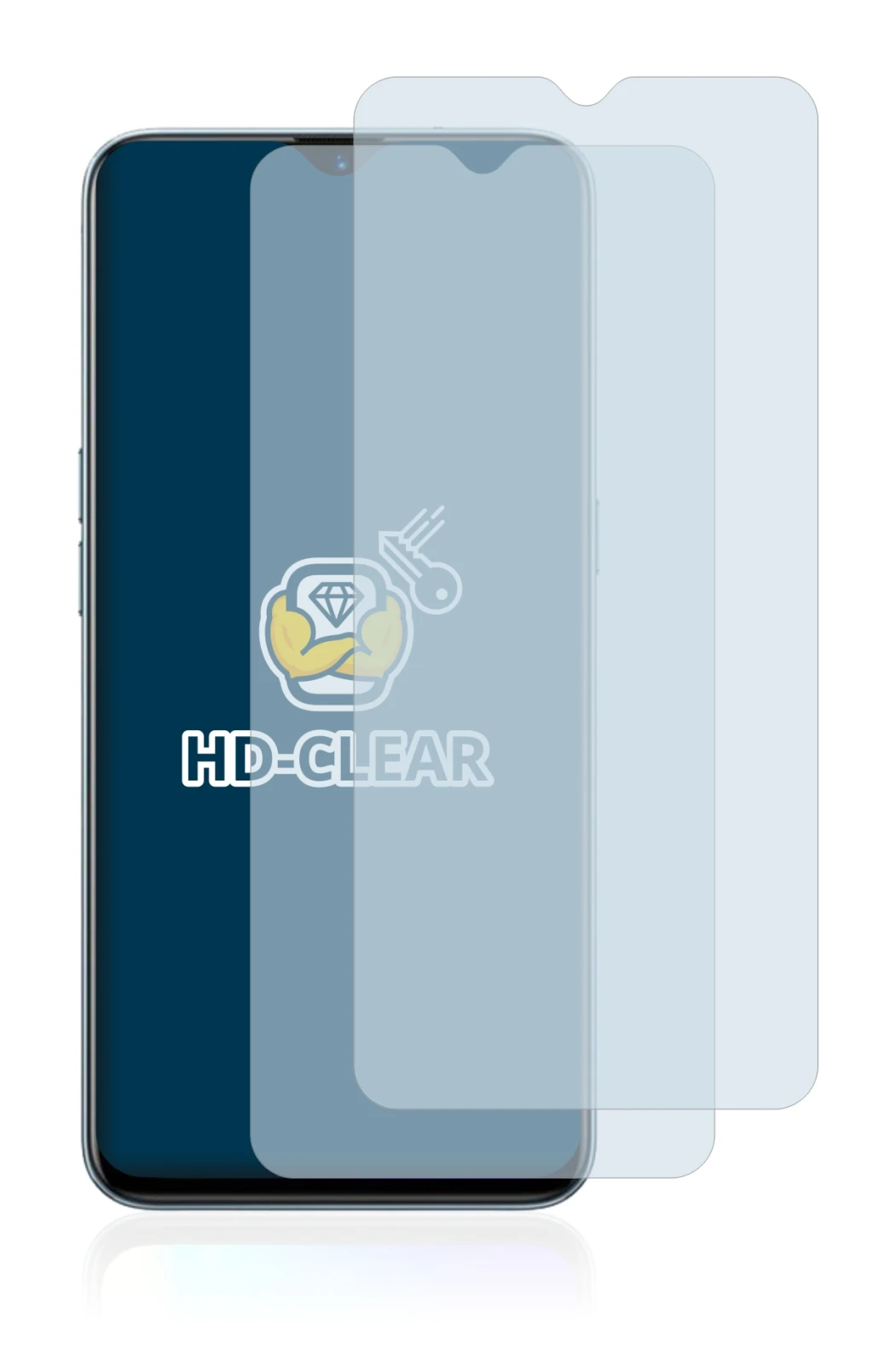 Abbildung des Geräts realme X2 mit einer Vielzahl des Displayschutzes.