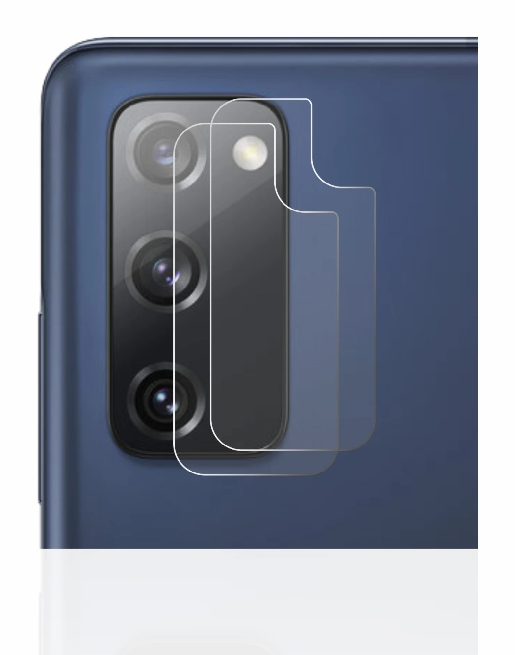 Abbildung des Geräts Samsung Galaxy S20 FE (NUR Kameraschutz) mit einer Vielzahl des Displayschutzes.