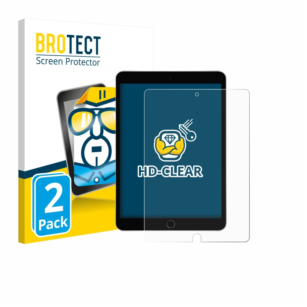 Vorderseite einer Produktverpackung mit dem Markenlogo BROTECT. Daneben ist das Gerät Apple iPad 10.2