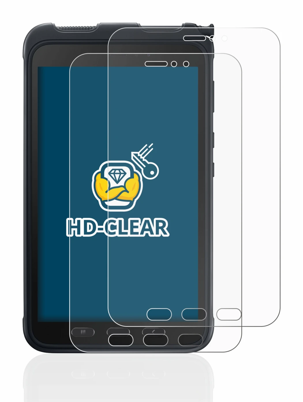 Abbildung des Geräts Samsung Galaxy Tab Active 3 mit einer Vielzahl des Displayschutzes.