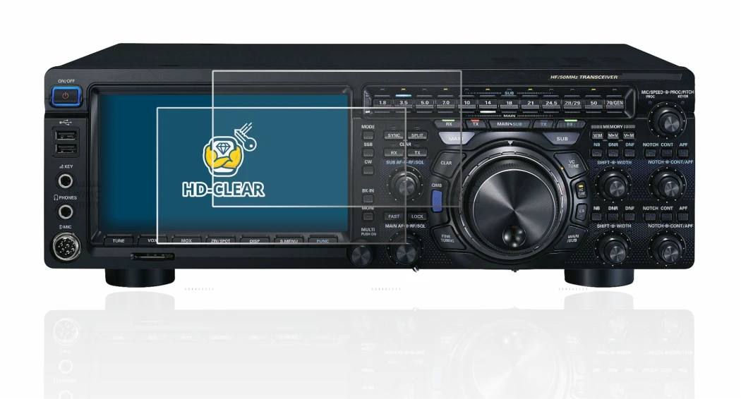 Abbildung des Geräts Yaesu FT-DX101D mit einer Vielzahl des Displayschutzes.