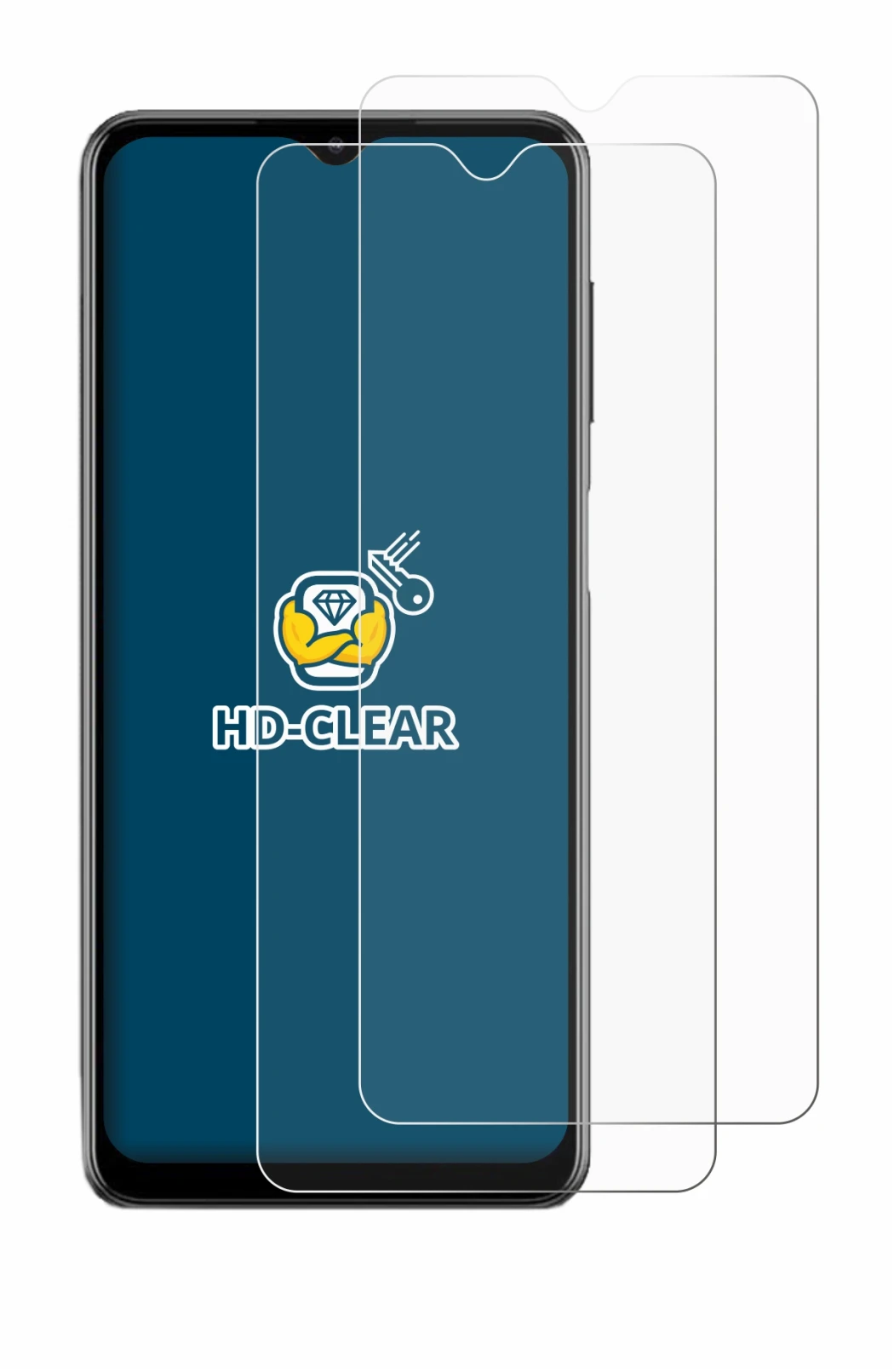 Abbildung des Geräts Samsung Galaxy M12 mit einer Vielzahl des Displayschutzes.