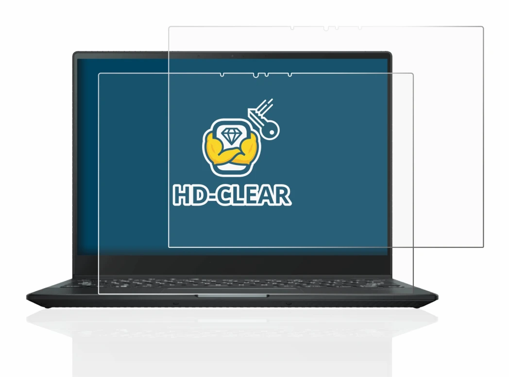 Abbildung des Geräts ASUS Rog Flow X13 2022 mit einer Vielzahl des Displayschutzes.