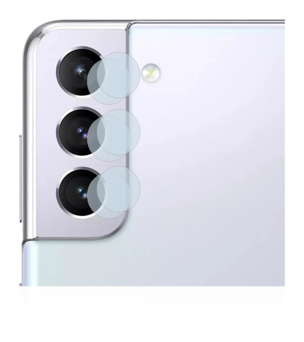 Abbildung des Geräts Samsung Galaxy S21 5G (NUR Kameraschutz) mit einer Vielzahl des Displayschutzes.