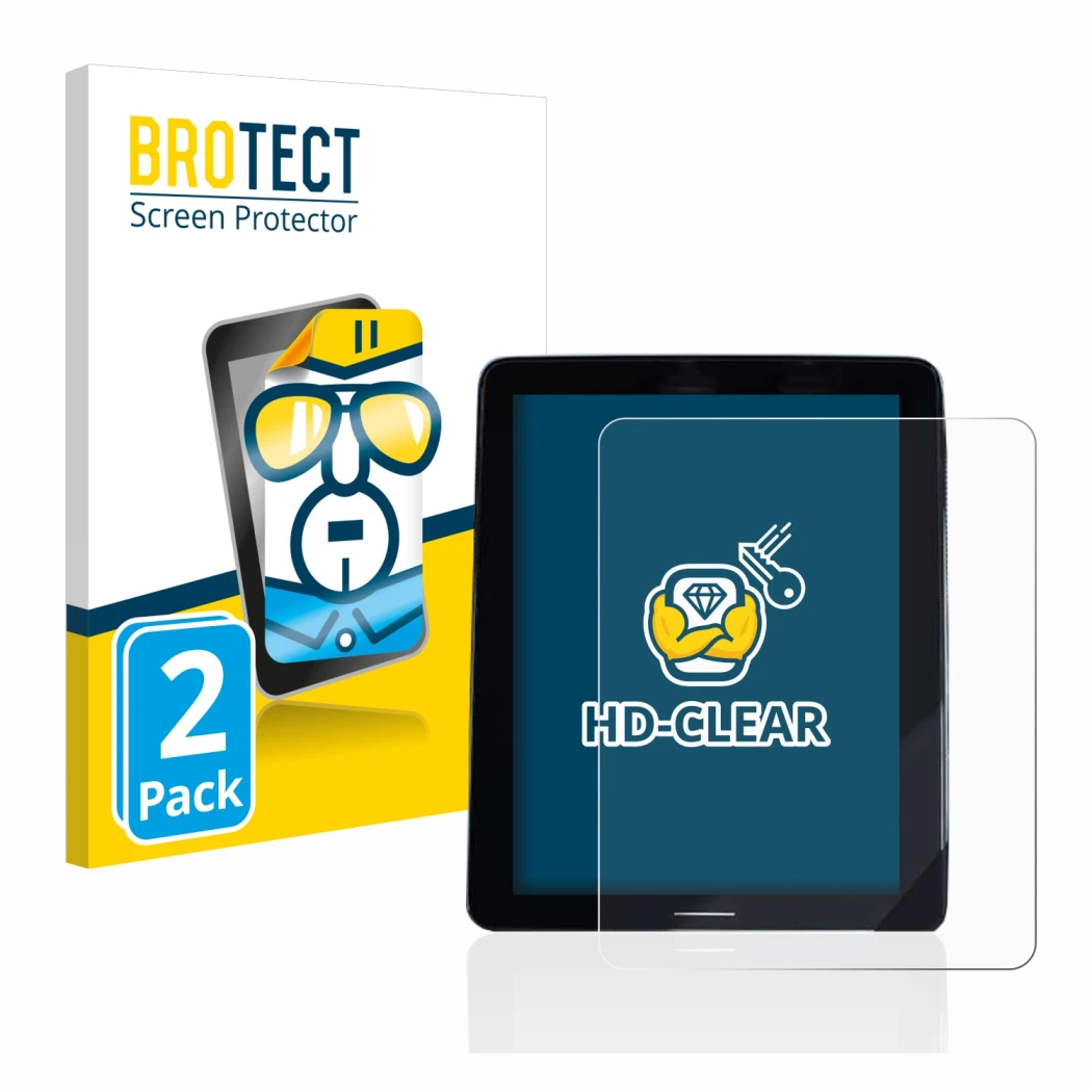 Vorderseite einer Produktverpackung mit dem Markenlogo BROTECT. Daneben ist das Gerät Volvo Polestar 2 2020 Infotainment Syste