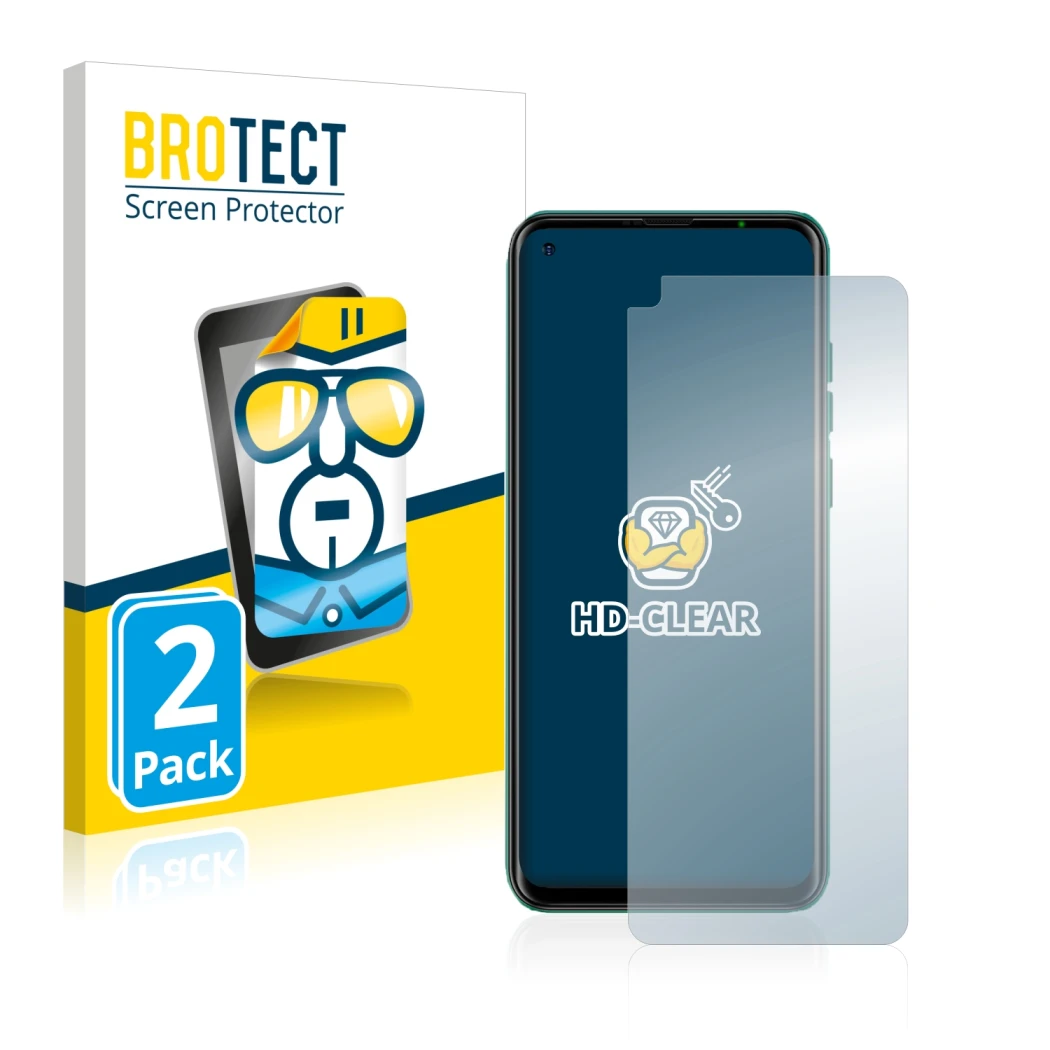 Vorderseite einer Produktverpackung mit dem Markenlogo BROTECT. Daneben ist das Gerät Ulefone Note 11P mit dem zugehörigen Dis